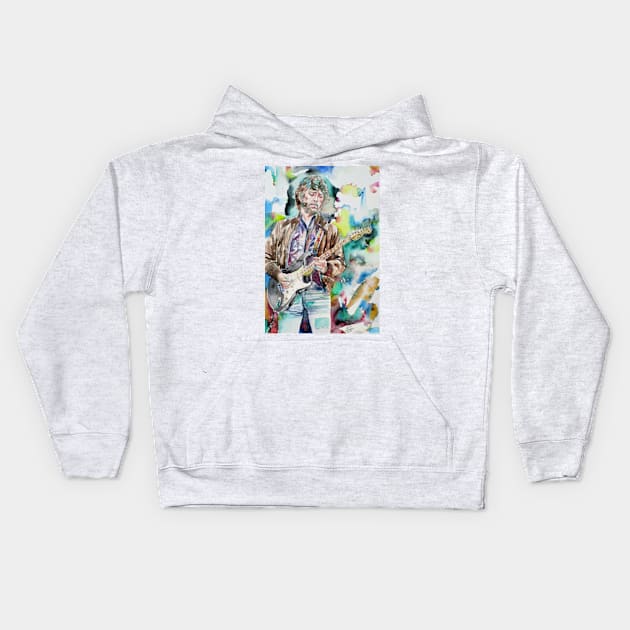 ERIC CLAPTON watercolor portrait .1 Kids Hoodie by lautir